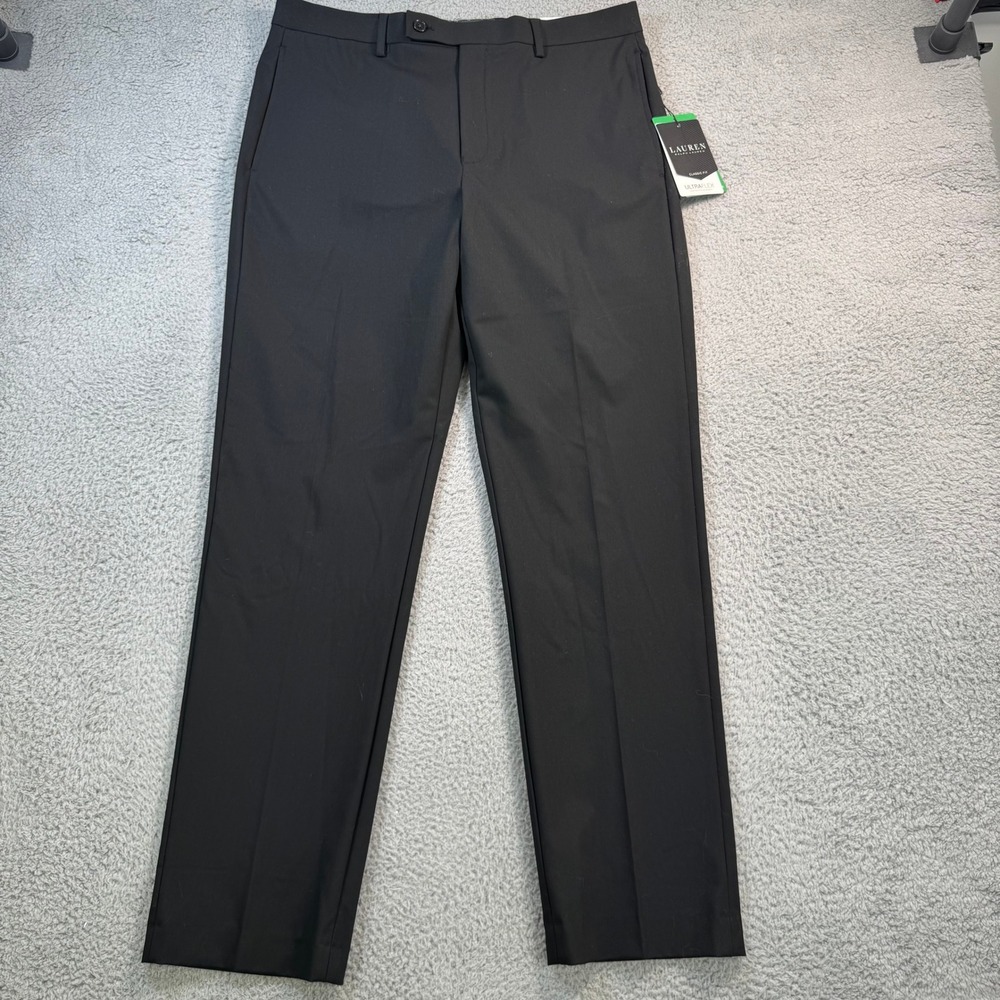 Lauren Ralph Lauren Mens Norton Ultraflex Classic Fit Black Dress Pants 34x32